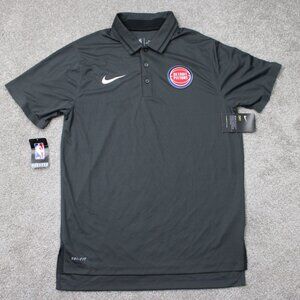 Nike Detroit Pistons Polo Shirt NWT Mens Small Gray Dri-Fit NBA Polyester S/S